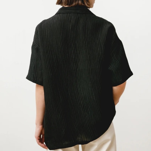 PRIORY Edition Shirt in Silk Linen Black Size M/L - Picture 3 of 6